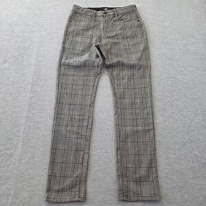 Benjamin Black Mens Slim Fit Glen Plaid Trousers Grey Black Stretch Pants 30x30